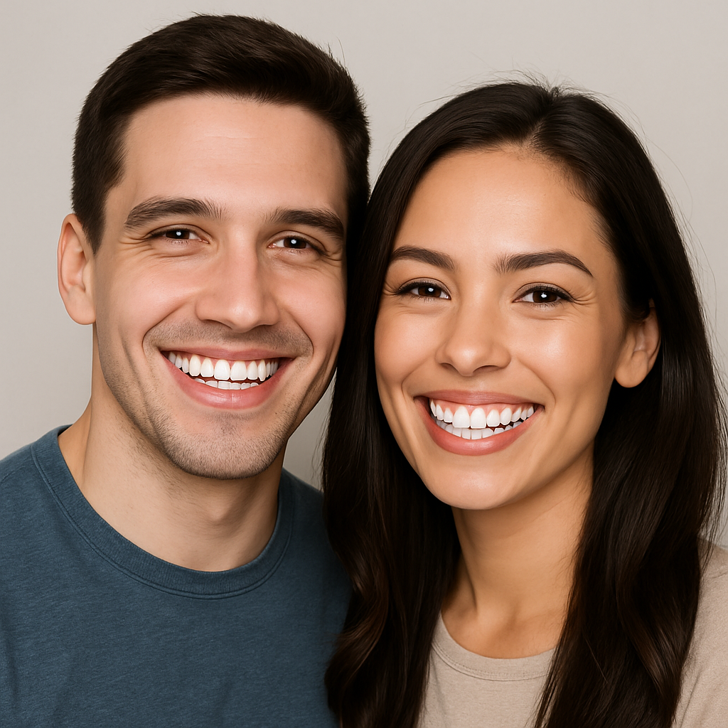Man and Woman with Clean White Teeth