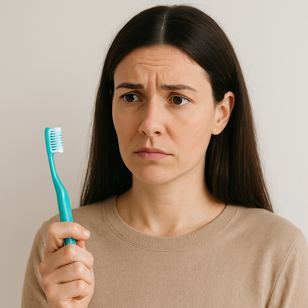 Woman Holding Toothbrush