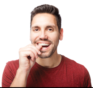 Man wearing clear aligners