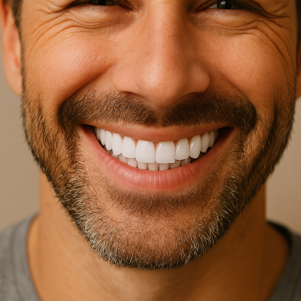 Man with ultra thin veneers