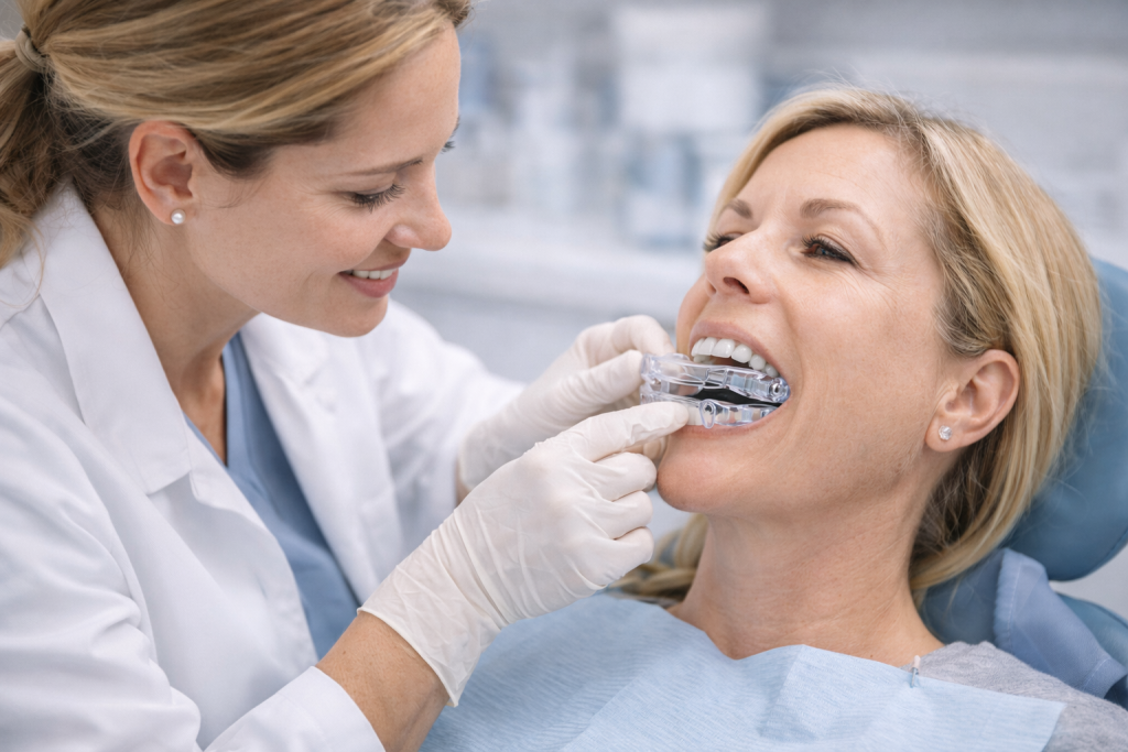 Mandibular Advancement-Device (MAD) fitted by a dentist