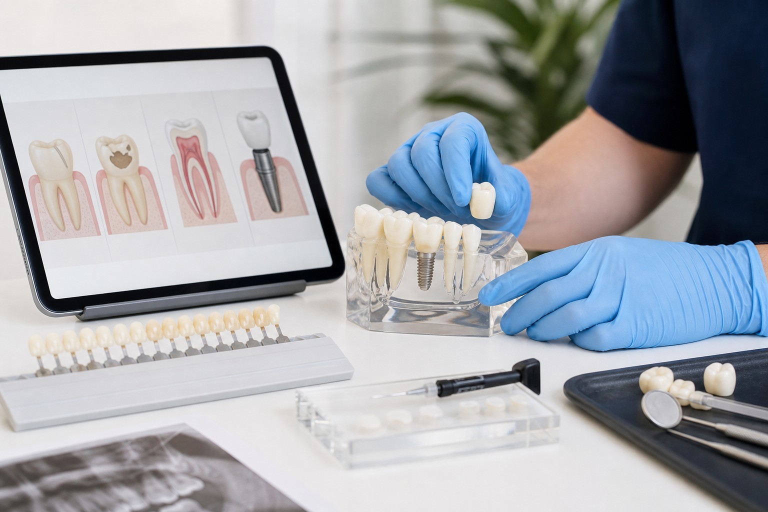 Chipped tooth treatment options planned with a dentist