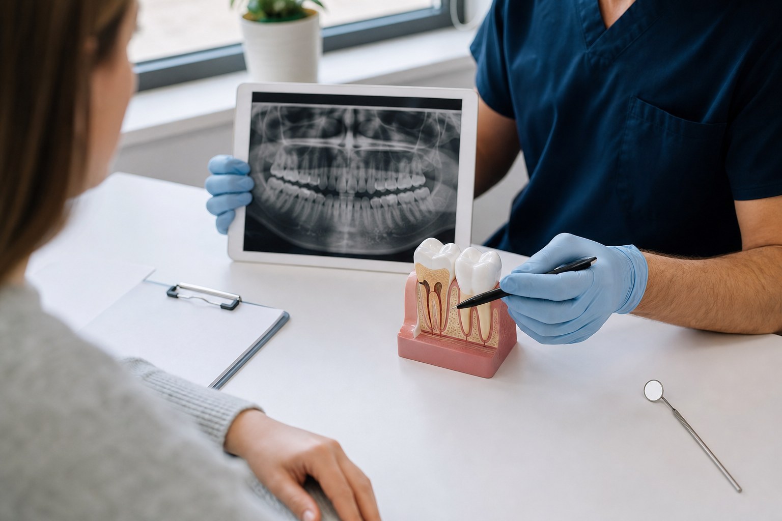 Root canal treatment steps explained with a dental X-ray